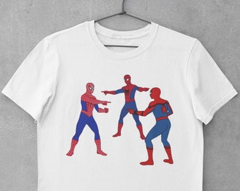 Camicia originale con meme di puntamento di Spiderman, camicia da uomo e unisex