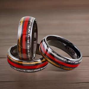 Men's Fishing Line Wedding Ring, Fishing Ring With Elk and Wood