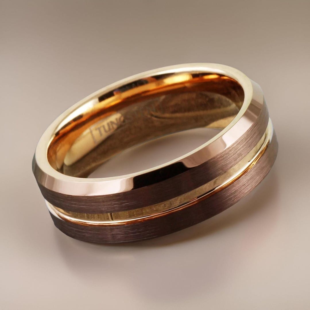 Bronze Reng Brown-bronze Ring, Rose Gold Wedding Band With Bronze Finish, Western ...