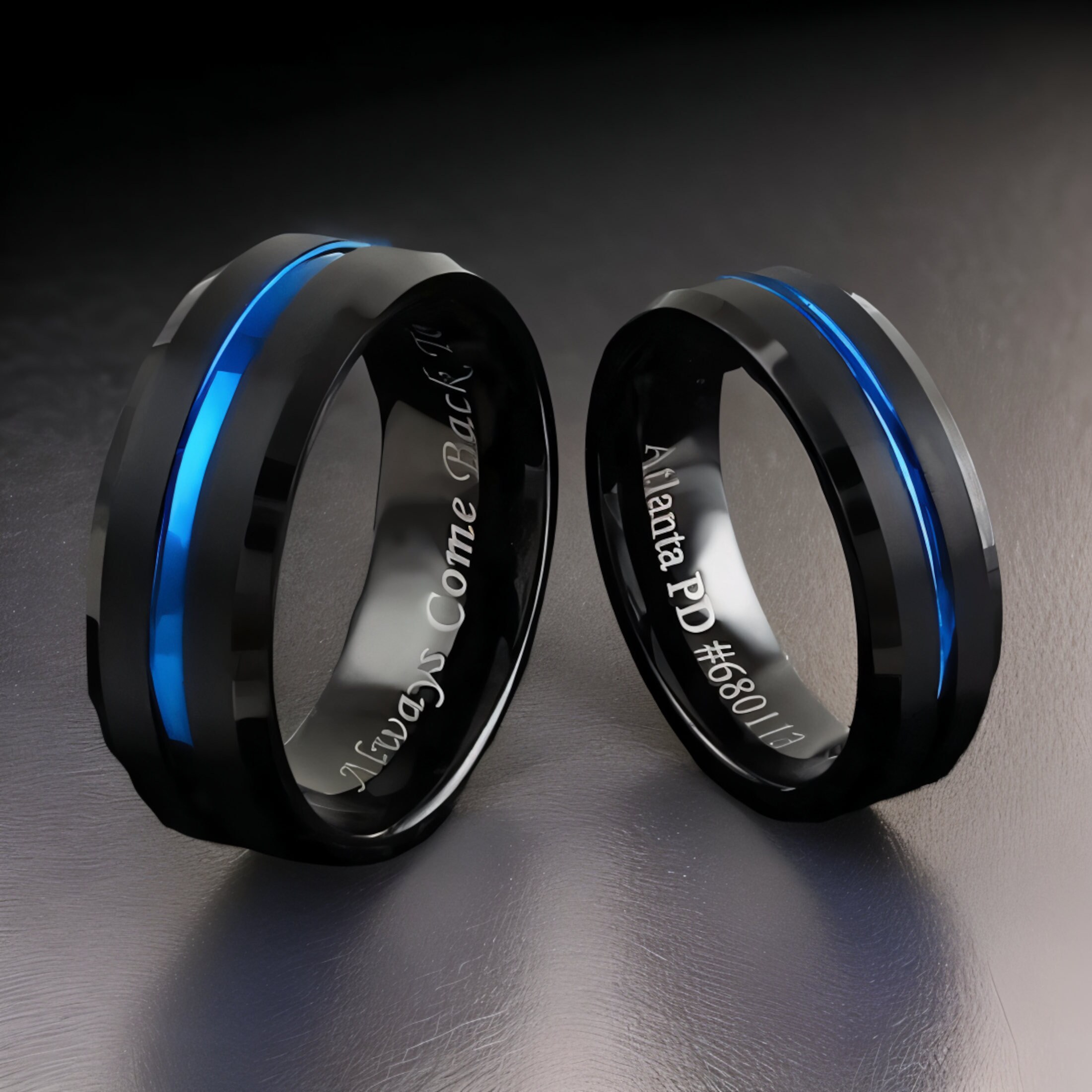 Blue Line Rings For Men Thin Blue Line Ring, Personalized Law Enforcement Band, Comfort Fit - Etsy