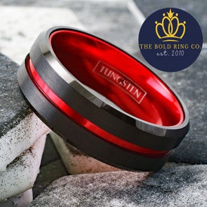 Firefighter Gift Ring, Thin Red Line Ring, Rescue Worker Appreciation Ring