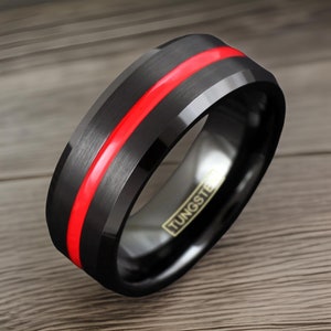 Red Ring, Red Wedding Ring, 8 mm Ring, 6 mm Ring