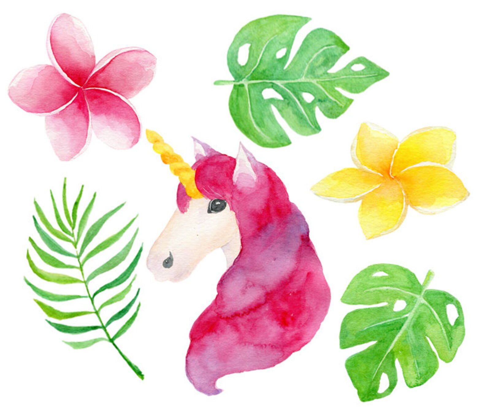 Tropikal Leafunicorn Print Unicorn Monoceros Clipart | Etsy
