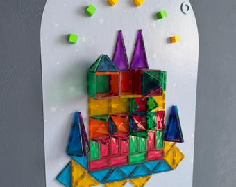 Nuevo muro de juego magnético extrafuerte / Compatible con Magna-Tiles / Incluye tizas, crayones y juego de letras