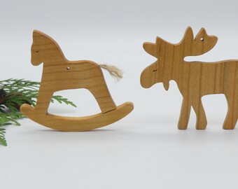 wooden moose rocking horse