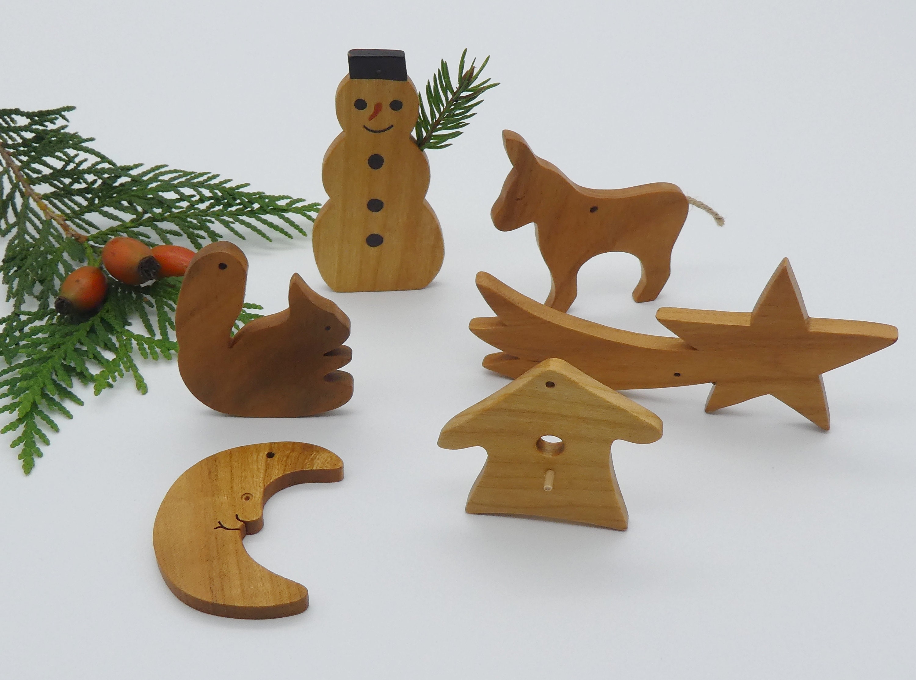 6 x Baumschmuck aus Holz Kirsche Weihnachtsschmuck aus Holz Etsy.de