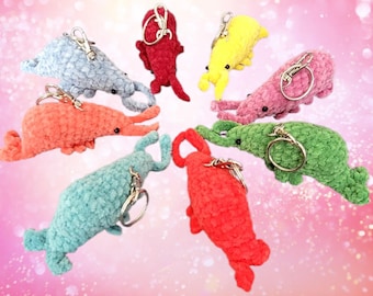 Handmade crochet shrimp keyring (8cm length)