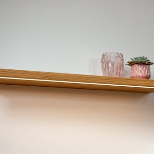 Wall shelf #2 made of solid oak with lighting L100