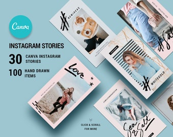 CANVA Instagram 手描きストーリー - モダン、クリエイティブ、ファッション、旅行、ブログ、フード、ブロガー、ライフスタイルの Instagram ストーリー テンプレート