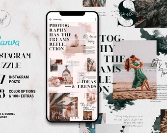InstaGrid 8 - Canva Magazine puzzel, Instagram raster, fotografiemagazine, creatieve Instagram puzzelsjabloon
