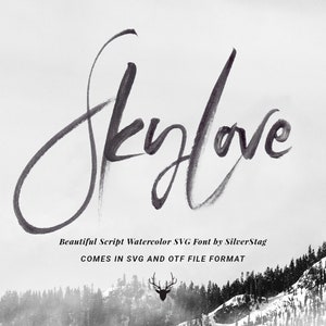 SkyLove SVG Watercolor Script Font - OpenType SVG Font, Feminine, Watercolor, Hand Drawn, Creative, Elegant Script Font