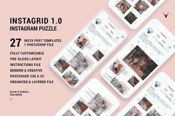 Instagrid 1 Instagram Post Puzzle Template Creative Etsy