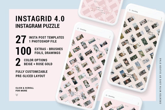 Instagrid 4 0 Instagram Puzzle Template Rose Gold Etsy