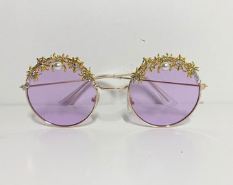 Round Purple Halloween Spider Sunglasses