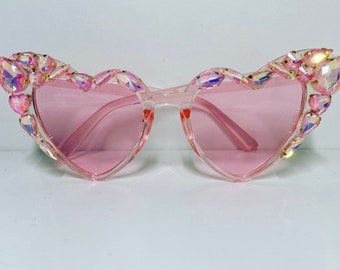 Pink translucent heart sunglasses