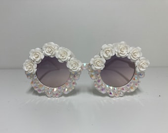 Kids white flower girl sunglasses