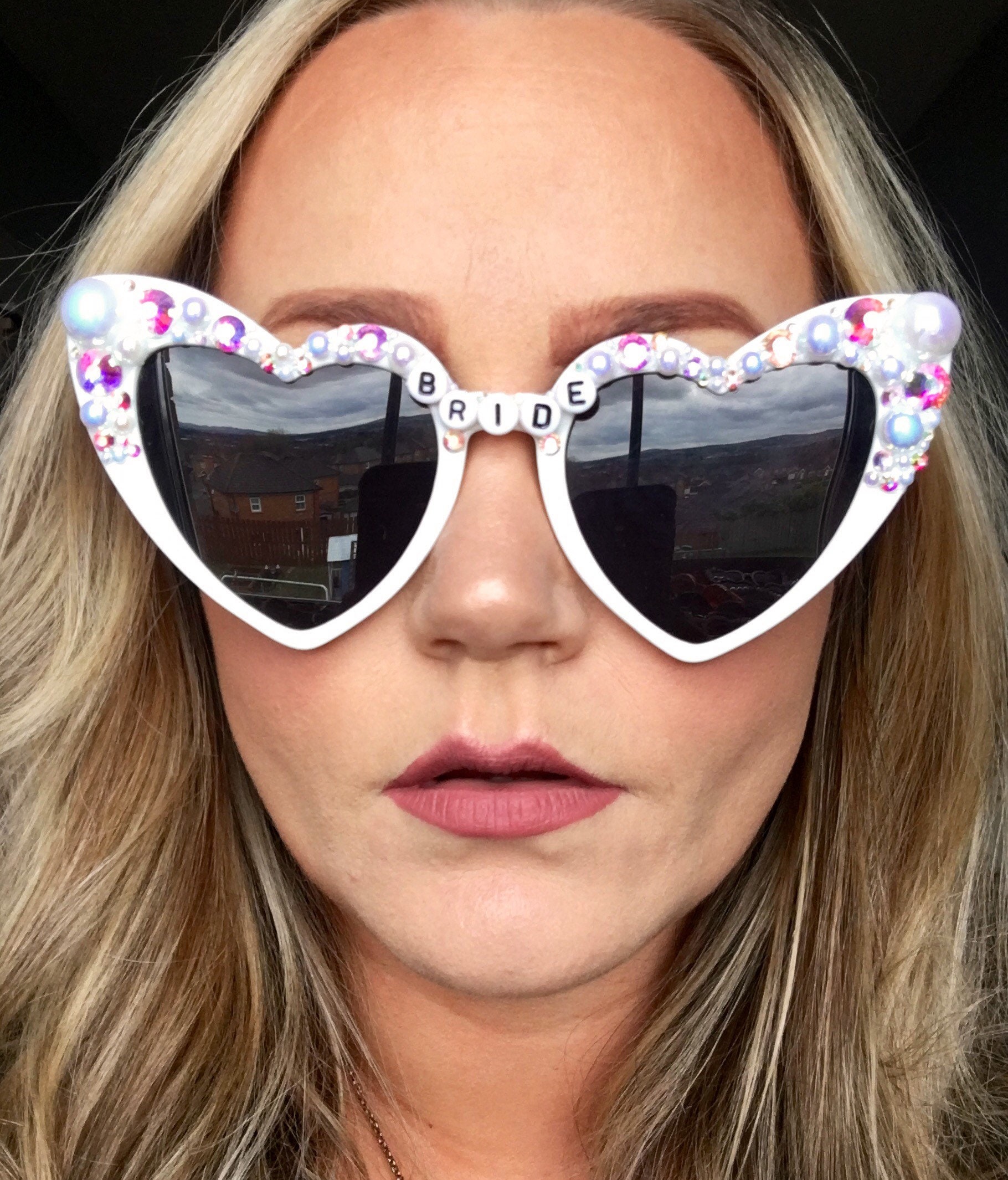 White heart shaped bride sunglasses hen do accessories | Etsy