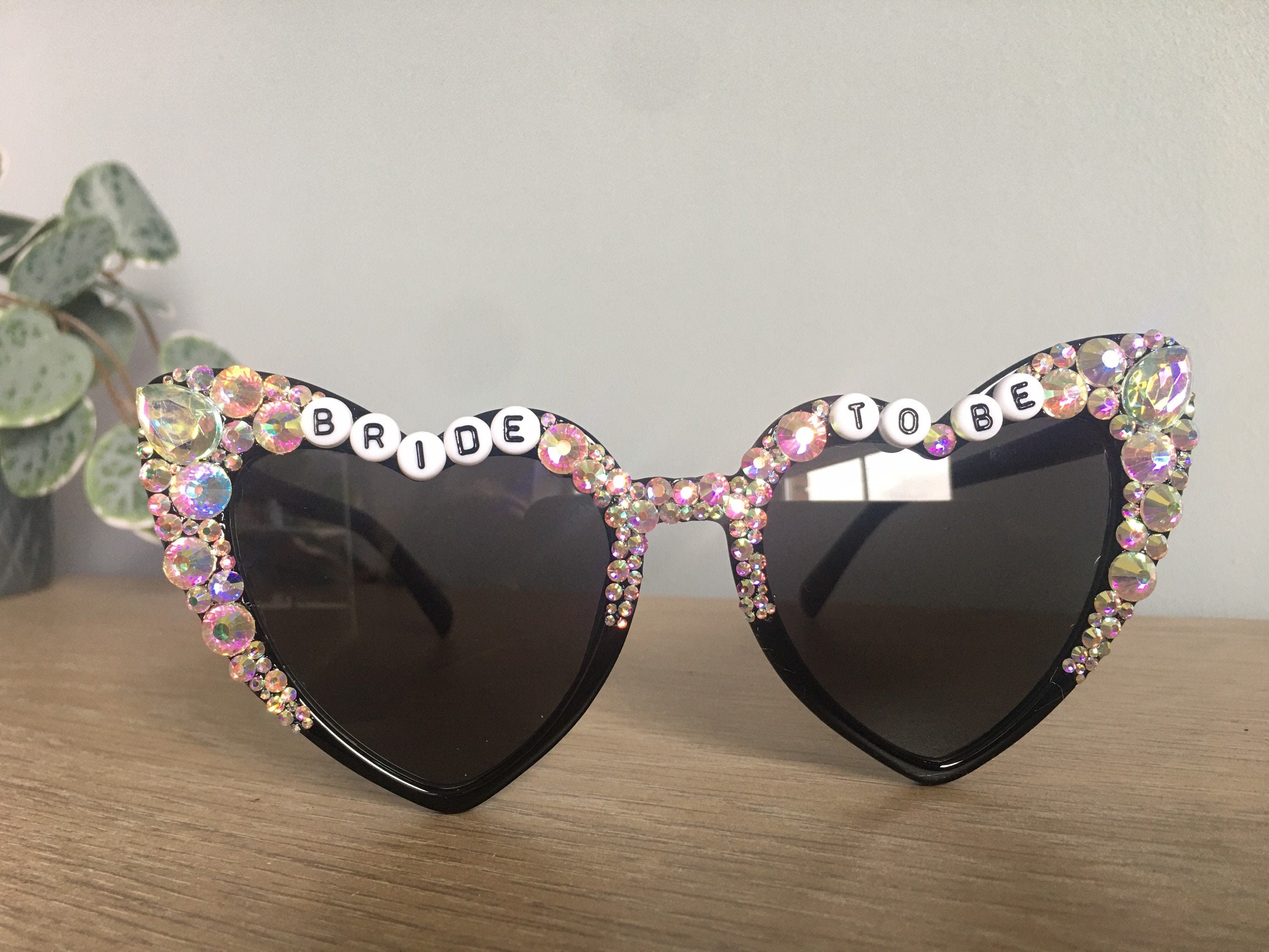 Black heart shaped cat eye bride sunglasses hen do accessories | Etsy