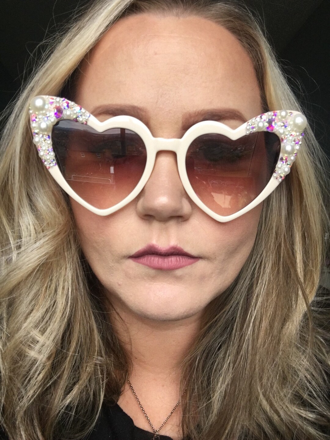 Accesorios Novia Brillantes Gafas De Sol Corazón Para Despedida De Soltera - Brillantes Y Divertidas Gafas Corazón Fiesta