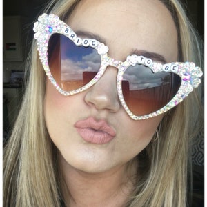 Ivory heart shaped sunglasses Sparkly blingy Bride to be sunglasses, bride glasses, bachelorette accessories, hen party ideas