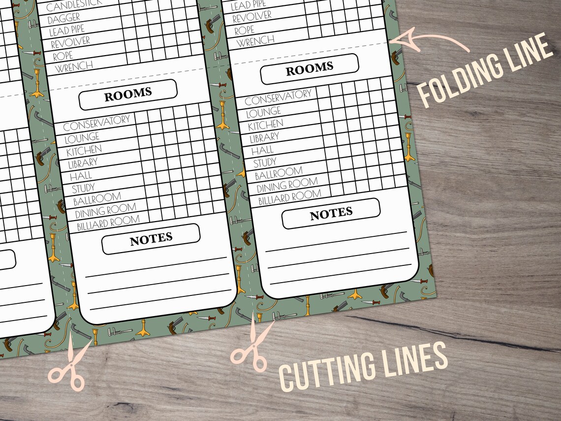 DETECTIVE NOTES suitable for Cluedo the Murder Mystery game. | Etsy