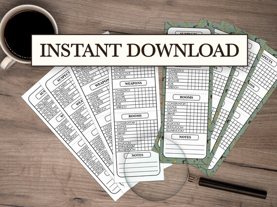 DETECTIVE NOTES Suitable for Cluedo the Murder Mystery Game. - Etsy ...