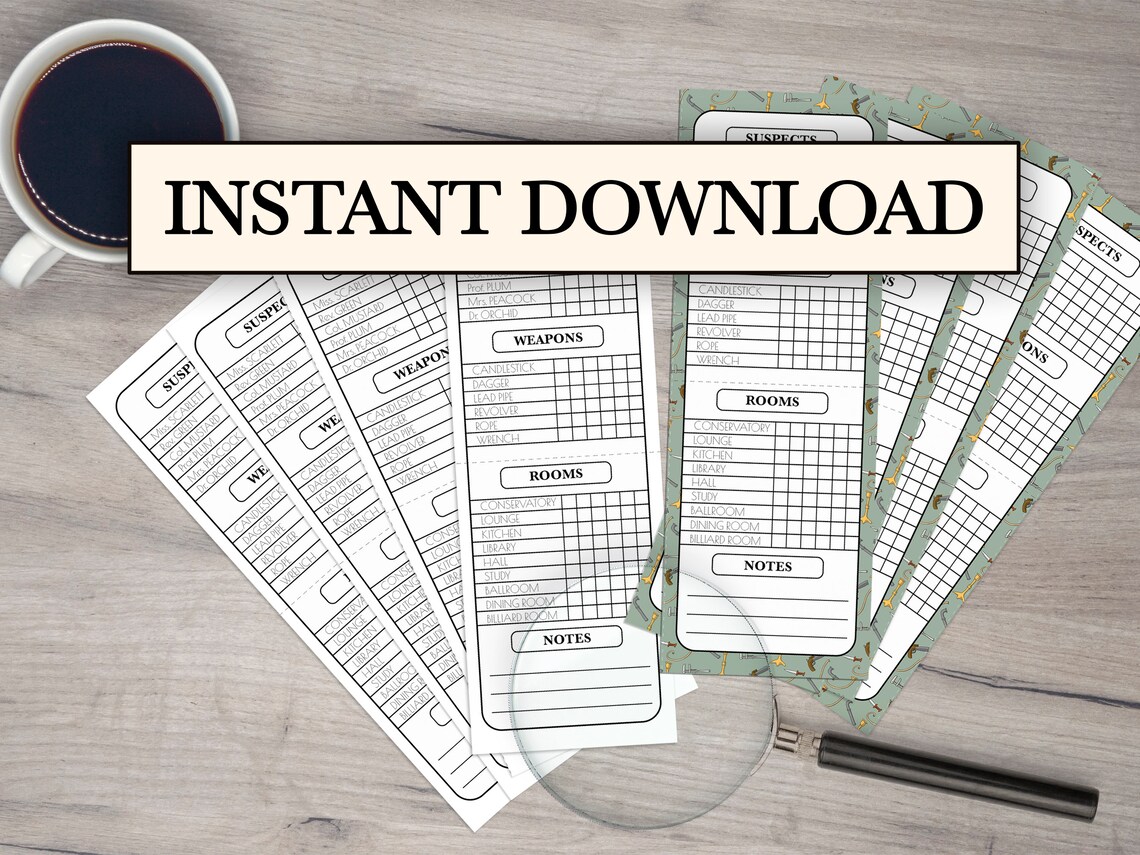 DETECTIVE NOTES Suitable for Cluedo the Murder Mystery Game. - Etsy