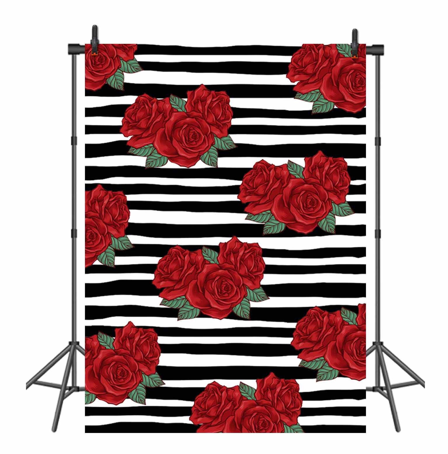 Black And White Striped Backdrop for Photography 3D Red Rose Etsy