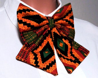 Womens  Bow Tie 023 - Ladies Bow Brooch - African Print Kente Cloth Ankara Neck Bow Tie - Mothers Day Birthday Gifts for Her