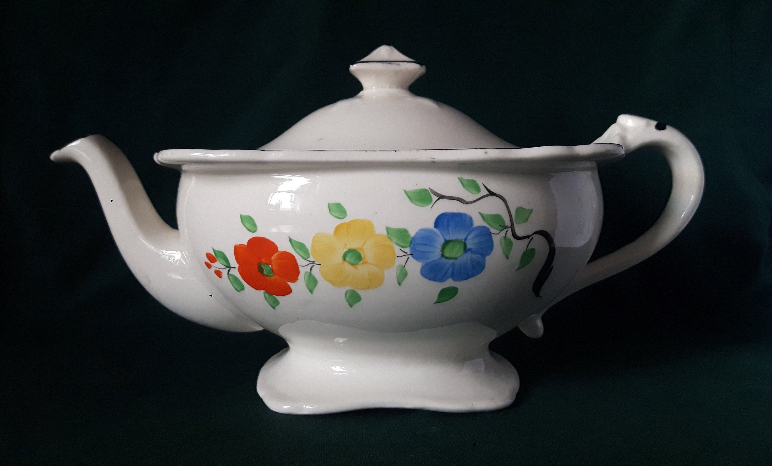 Grindley Teapot Art Deco Ironstone Tea Pot in White and Black Etsy