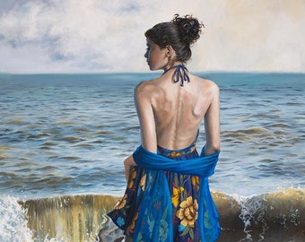 Giclee Print of oil painting - Lady by the Sea - Open Edition