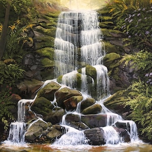 Waterfall of Living Water Art Print - Christian Art - 11" x 16"