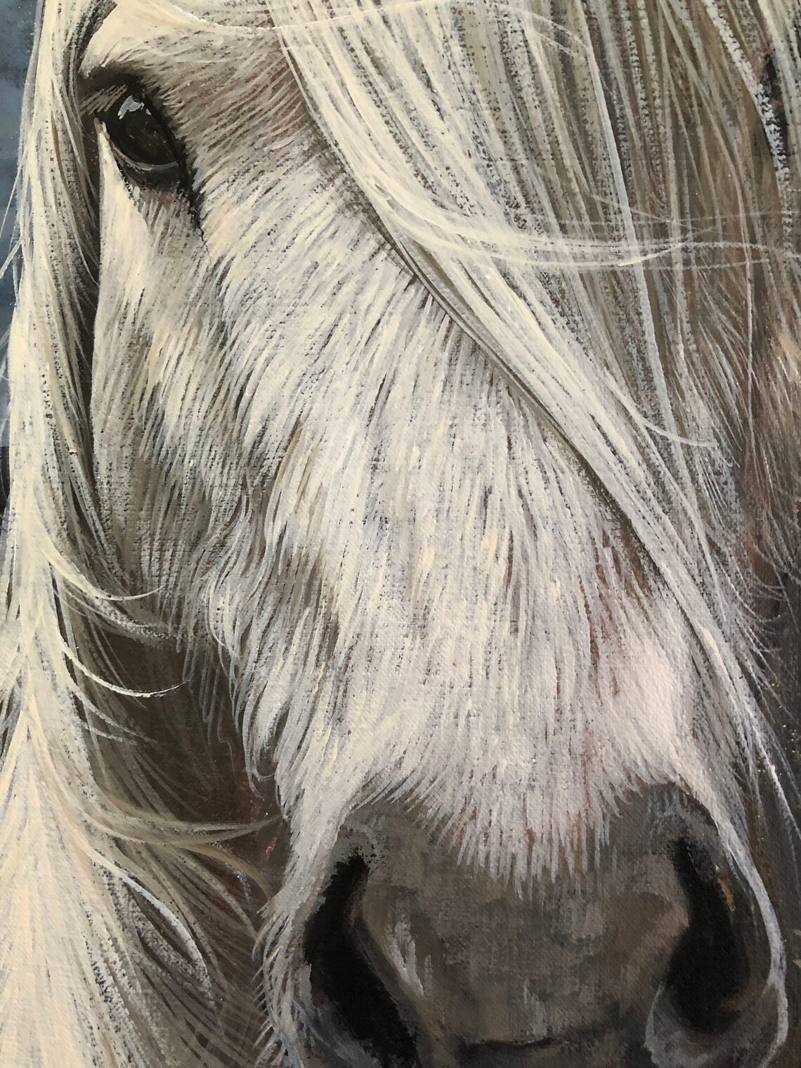 White Horse Art Print Horse With a Flowing Mane Animal Art Etsy UK