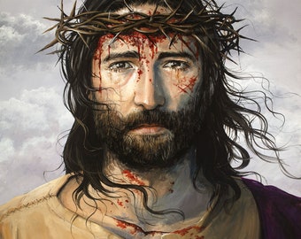 Jesus Art Print - Crowned With Thorns - Giclee Print - Christian Art - 11" x 14"