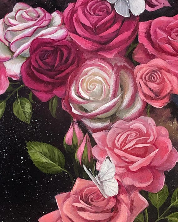 Pink Roses Cross Art Print – Christian Gift Idea (A3) - Etsy