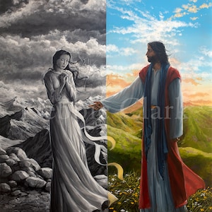 Giclee Fine Art Print - Jesus Saves - Christian Art - 11&quot; x 14&quot;