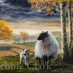 Het schaap en het lam kunstprint van een christelijke kunstenaar - gicleeprint in beperkte oplage