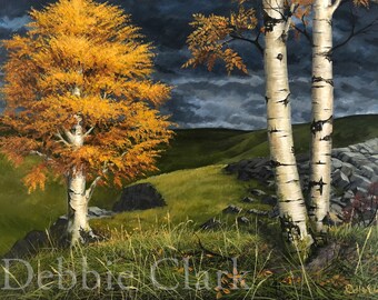 Autumn Silver Birch Art Print - Landscape Art - Aigned Limited Edition Giclee Print