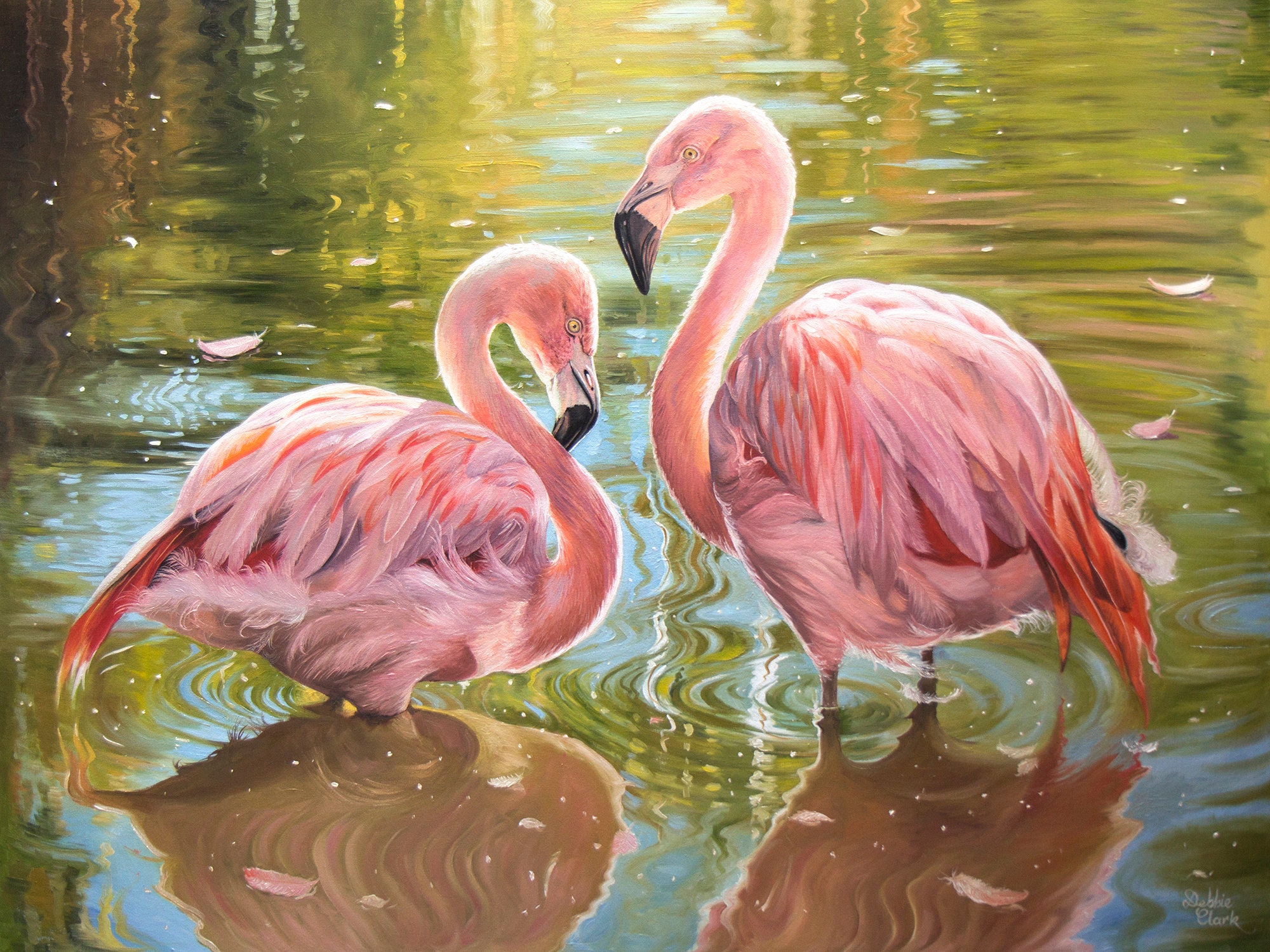 油彩画　フラミンゴ Amazon | 水彩画のフラミンゴ 数字油絵 動物イラスト 数字キット