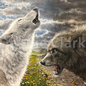 ART PRINT A3 - The Two Wolves - Giclee Print