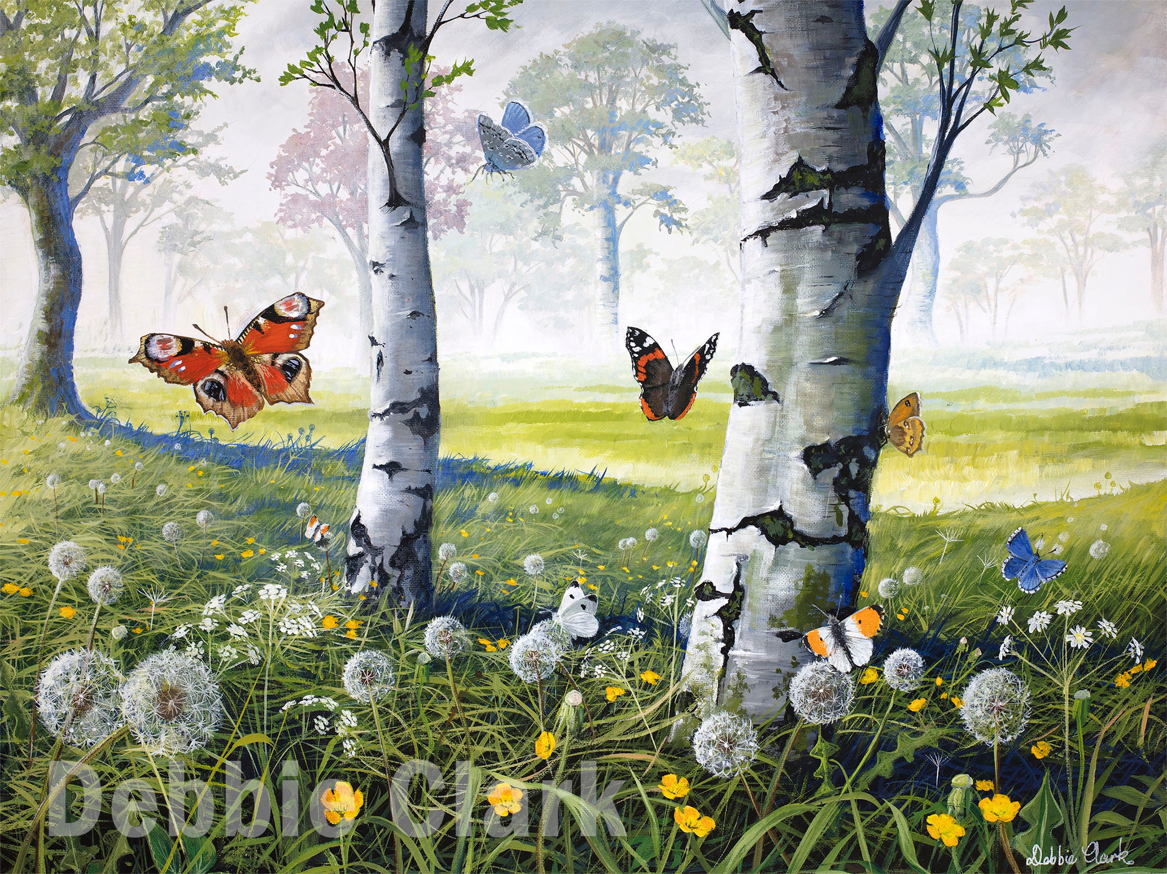 Spring Butterfly Meadow Painting Giclee Print Limited Etsy