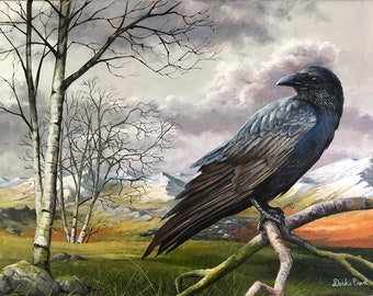 Winter Raven-kunstdruk: Limited Edition giclee, dieren in het wild