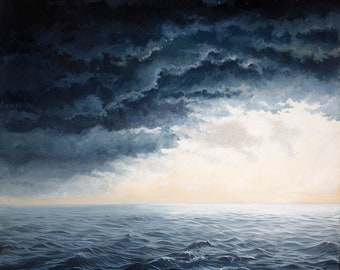 Impresión artística giclée de edición limitada A2 - En el principio - Paisaje marino cristiano