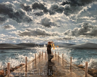 Waiting on The Pier - Limited Edition Giclee Art Print - Christian Art 16" x 19"