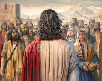 Giclee Art Print on A3, Following Jesus, Biblical Art