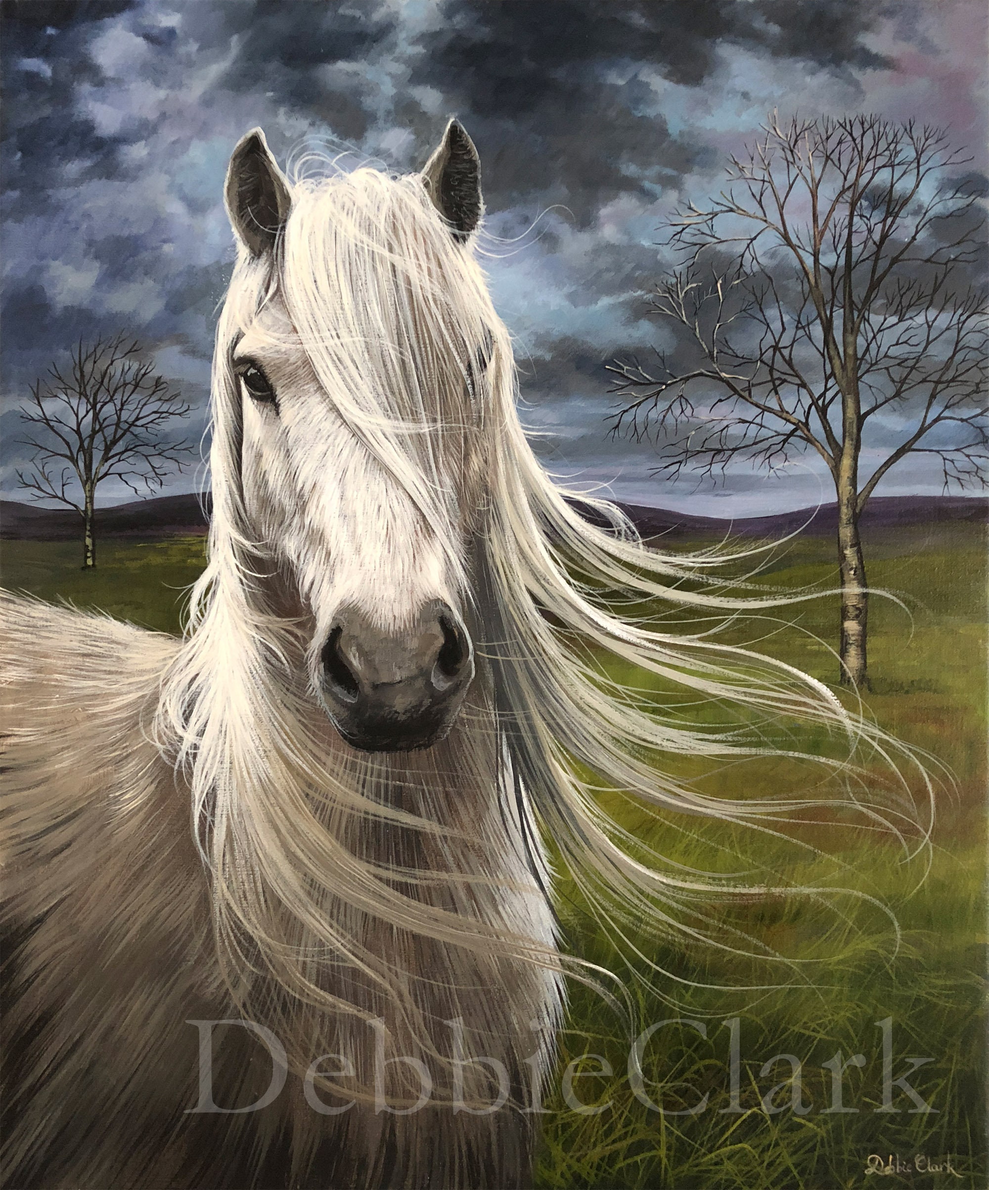 White Horse Art Print Horse With a Flowing Mane Animal Art Etsy UK