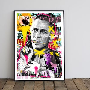 Daniel Craig art, James Bond art, 007 art, Daniel Craig poster. gifts for him, James Bond poster, Film poster