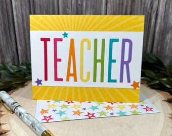 Teacher Appreciation Card | blank notecard for teacher with bright colors