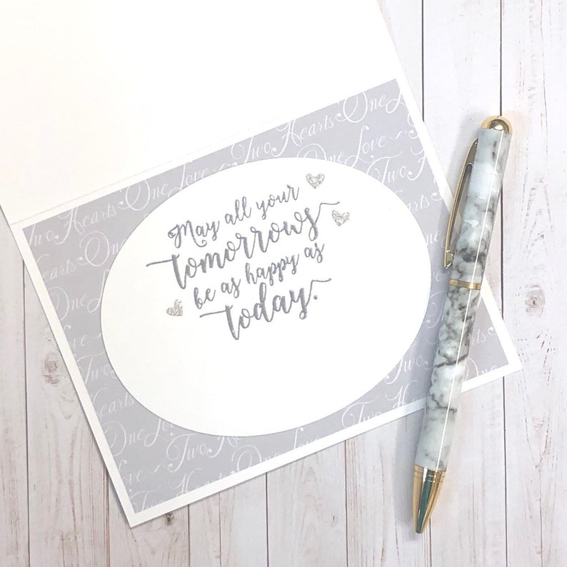 Handmade Wedding Card with Silver Glitter Accents