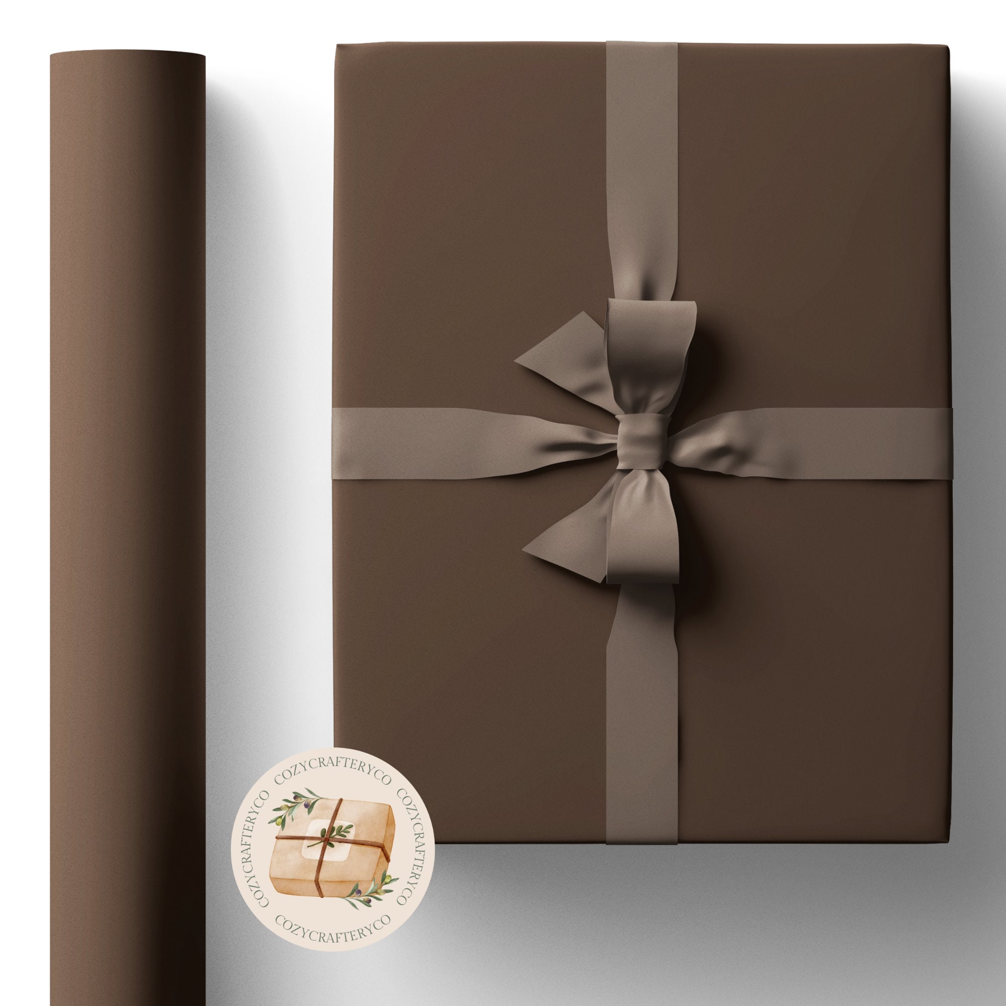 Expresso Coffee Brown Color Gift Wrapping Paper Rolls eco Holiday Recycled Sheets Gift Wraps matte Satin Etsy